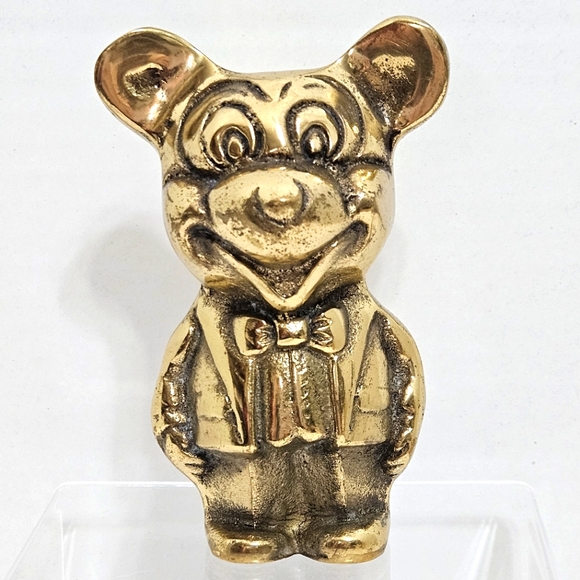 Vintage Disney Mickey Mouse Brass Figure Collectible 1960’s w/ Natural Patina - Picture 1 of 10